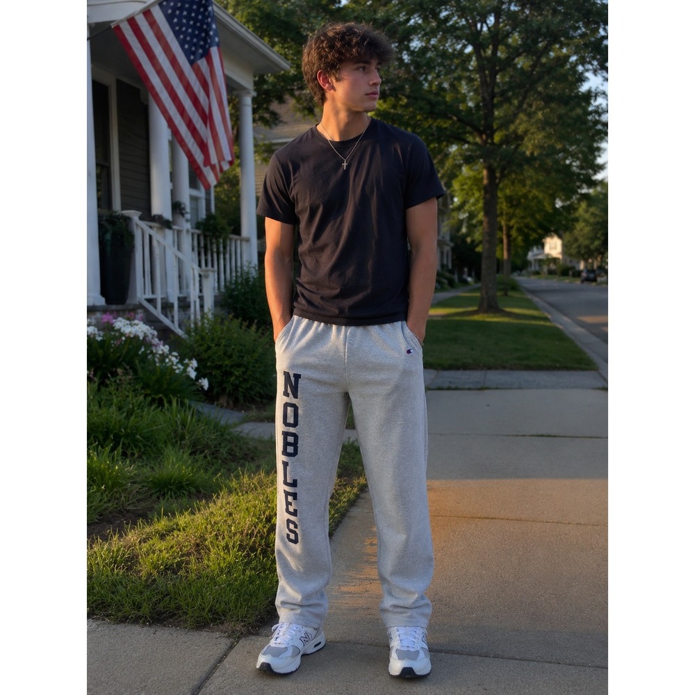 Champion Sweatpants Mens Small Gray Excellent Nobles Graphic Eco Authentic Pants